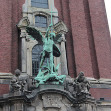 Estilo europeu antigo edifício decoração vida tamanho bronze estátua de anjo